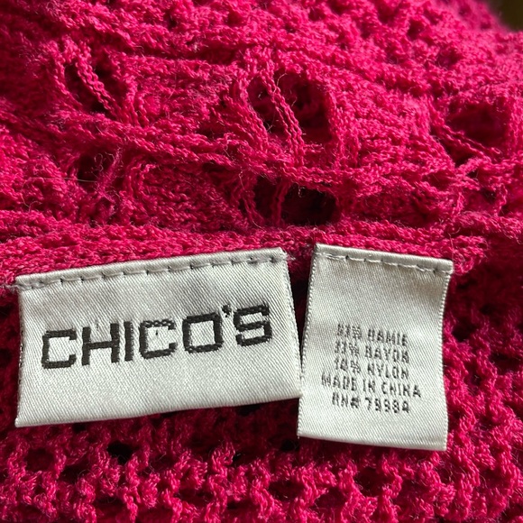 Chico's Pink Crochet Knit Poncho One Size Fits All - Picture 8 of 9
